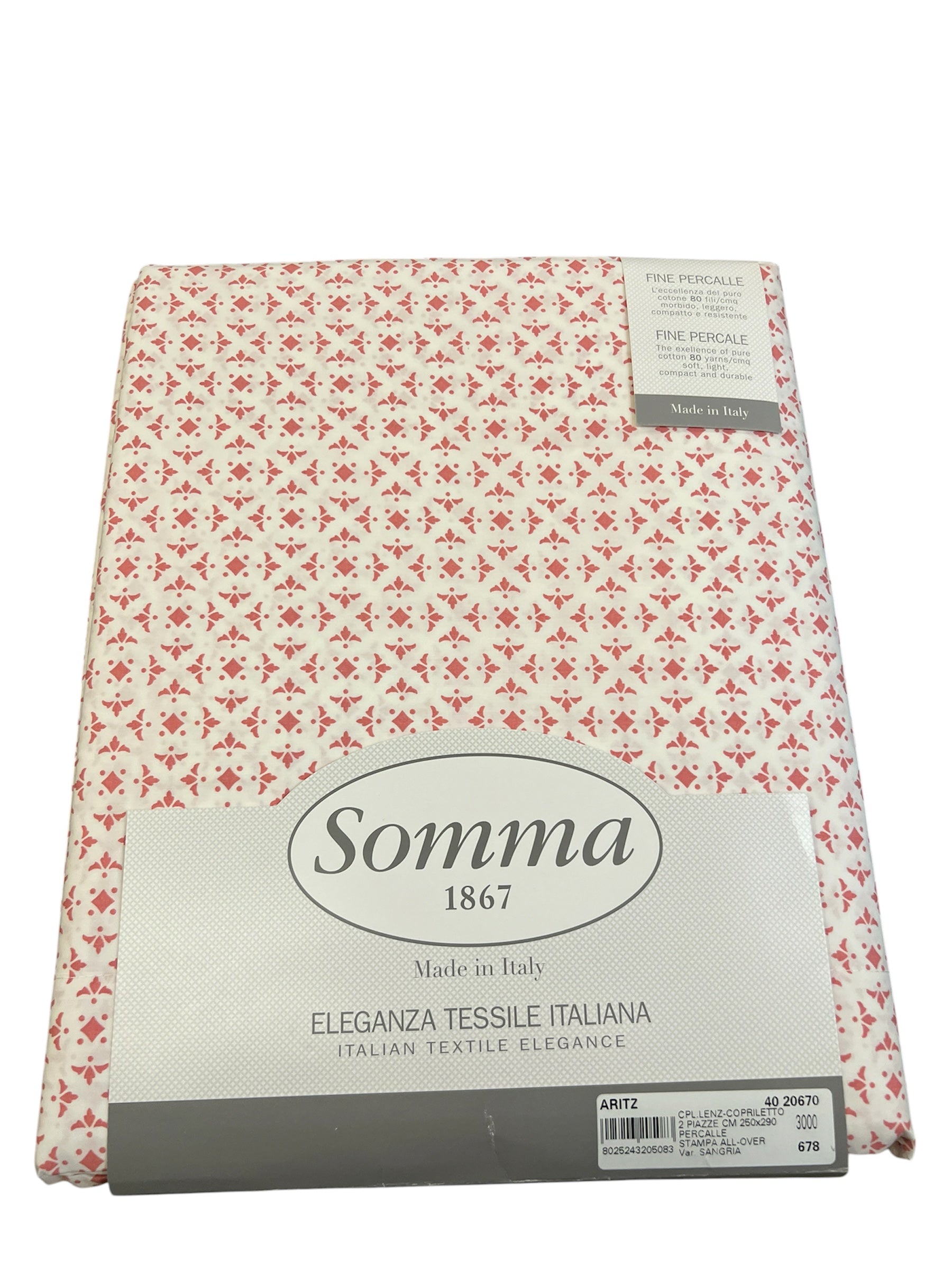 Completo Lenzuola Copriletto Somma in Percalle di Cotone Matrimoniale