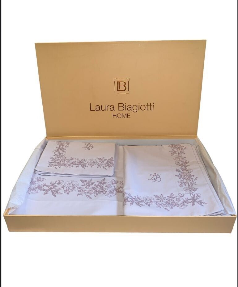 Lenzuola Laura Biagiotti matrimoniale completo letto pure cotone Percalle