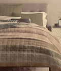 TRAPUNTINO ESTIVO 100% COTONE GARDA RIGHE BEIGE MATRIMONIALE