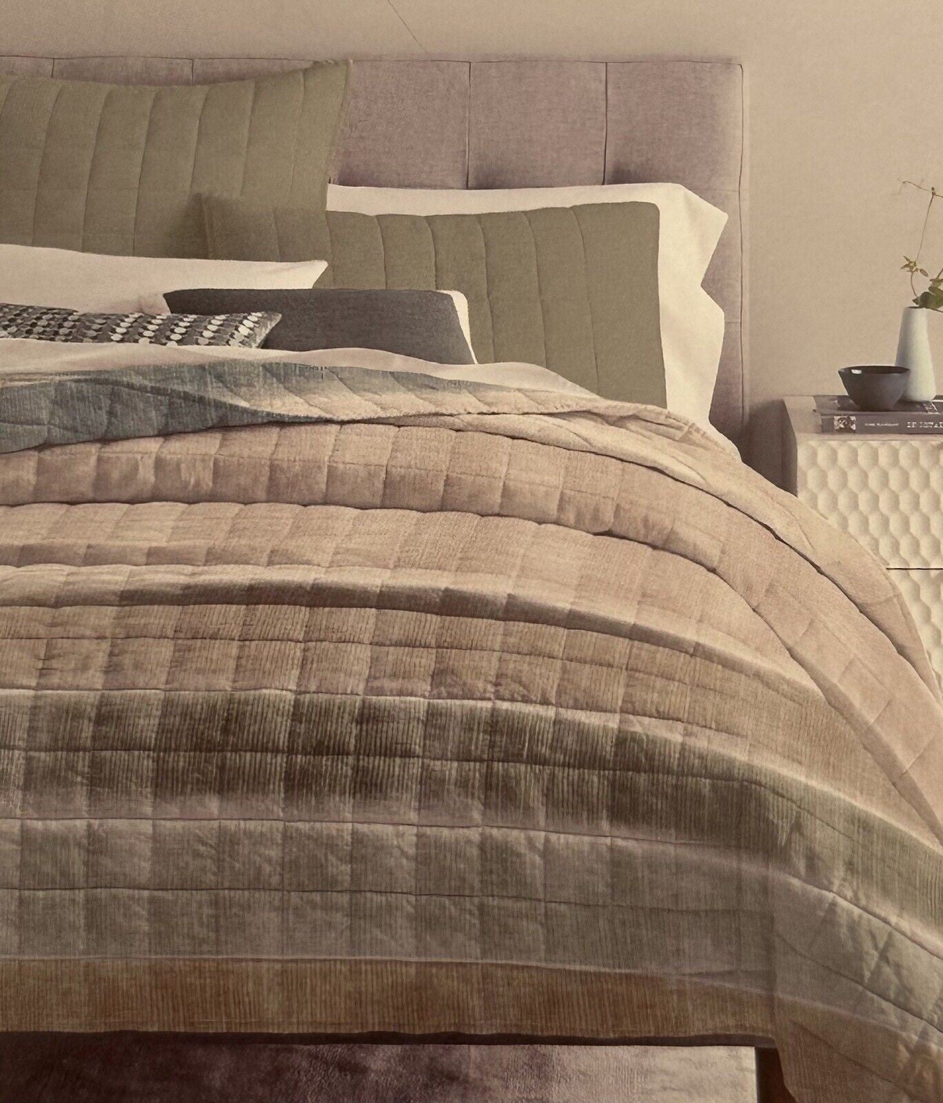 TRAPUNTINO ESTIVO 100% COTONE GARDA RIGHE BEIGE MATRIMONIALE