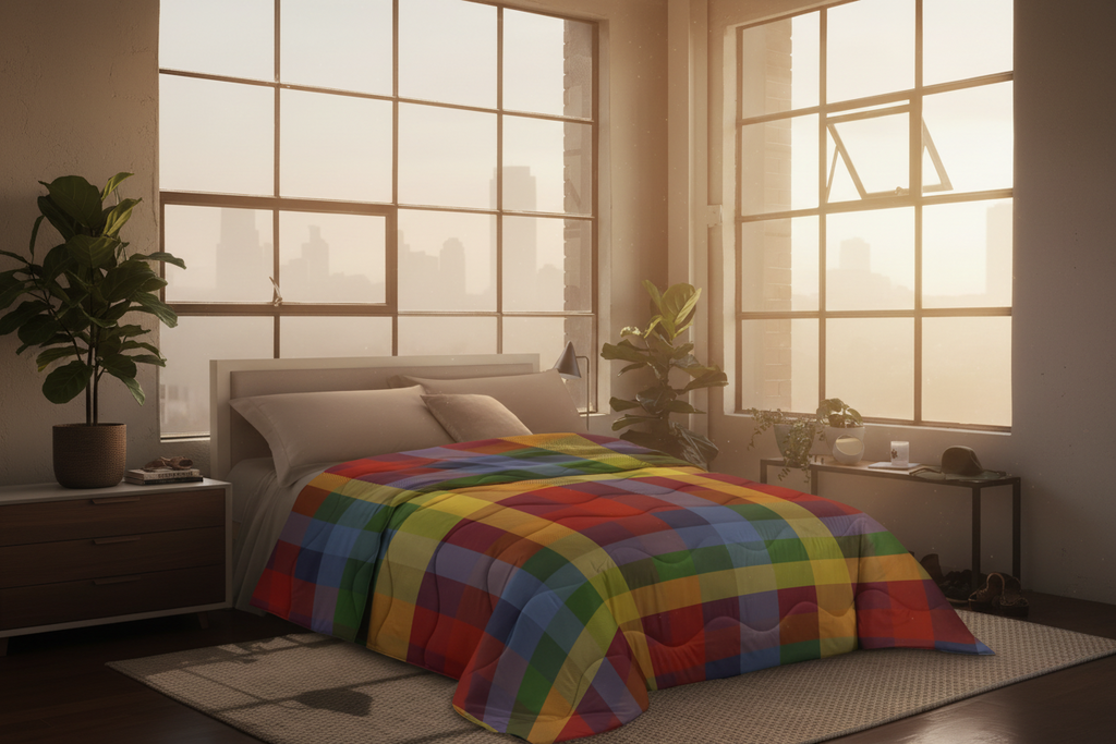 Trapuntina per letto Matrimoniale e Singolo Gioia in fantasia Quadri Colorati
