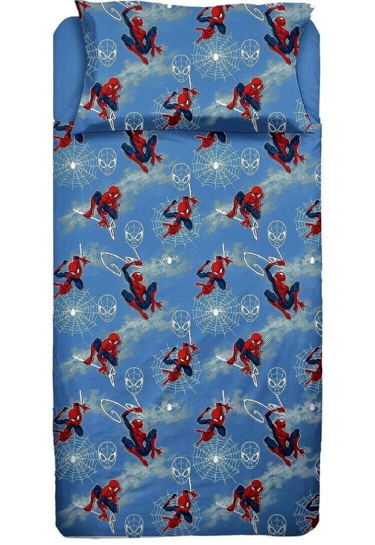 Completo lenzuola in cotone Spiderman Marvel per letto Singolo J969