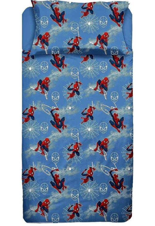 Completo lenzuola in cotone Spiderman Marvel per letto Singolo J969