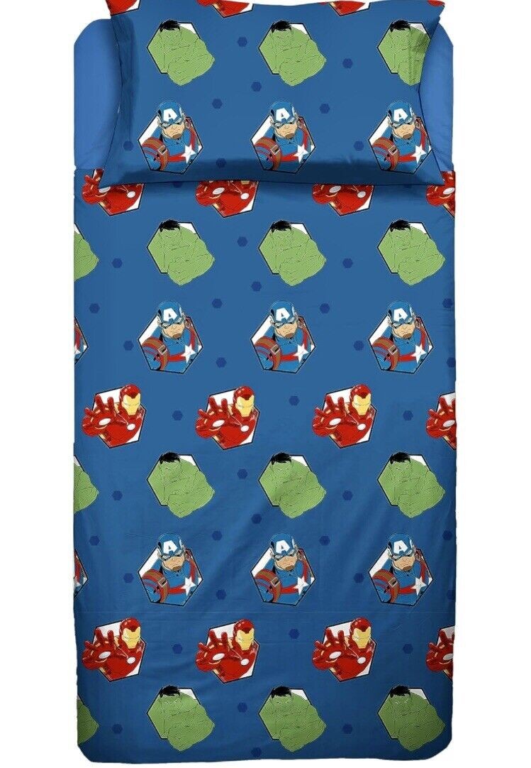 Completo lenzuola in flanella Avengers Marvel per letto Singolo J970