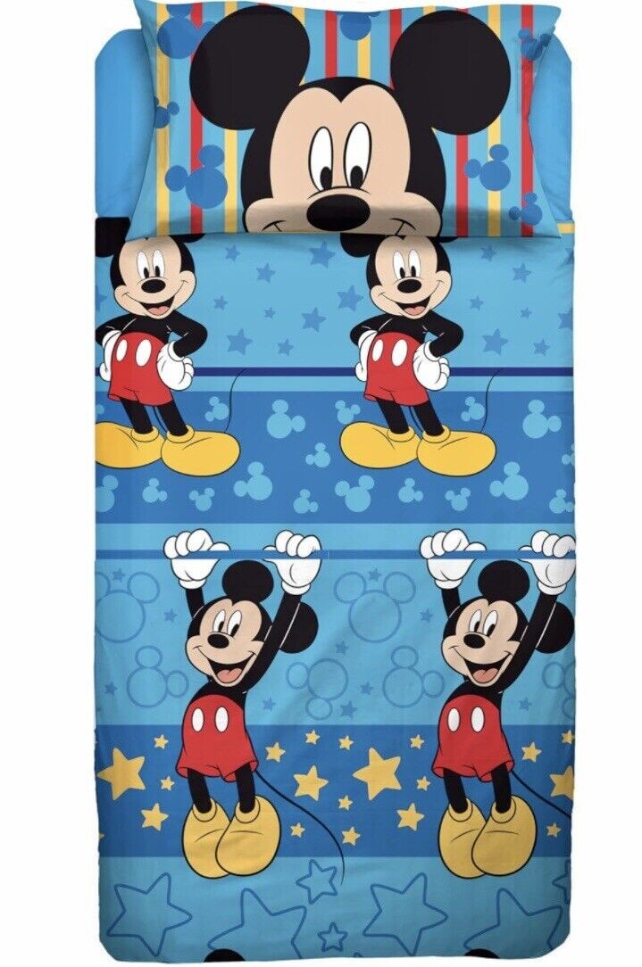 DISNEY COMPLETO LETTO TOPOLINO SINGOLO 100% COTONE