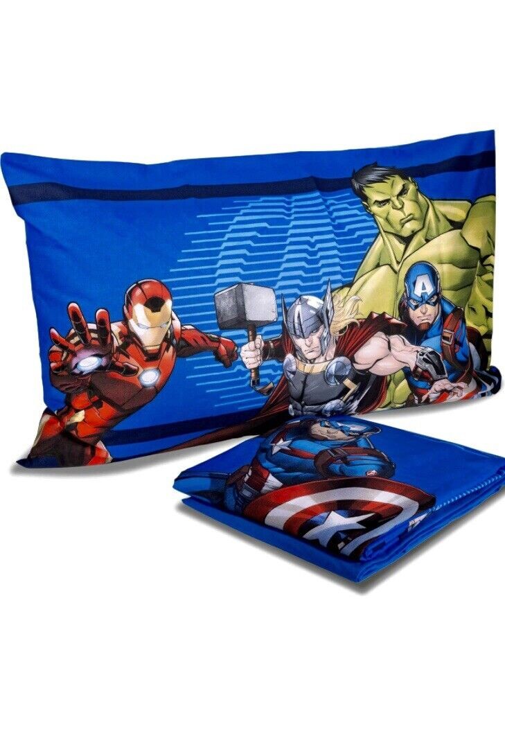 ✅Avengers Set Lenzuolo Letto Singolo, Completo Letto Singolo100% Cotone Original