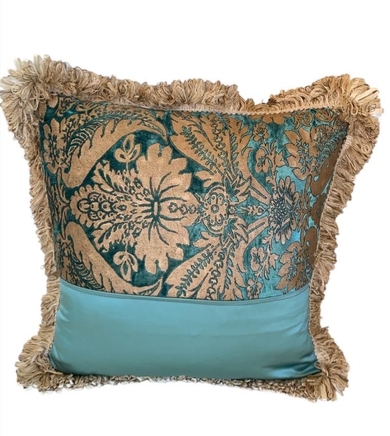 Cuscino quadrato Damascato con Frange