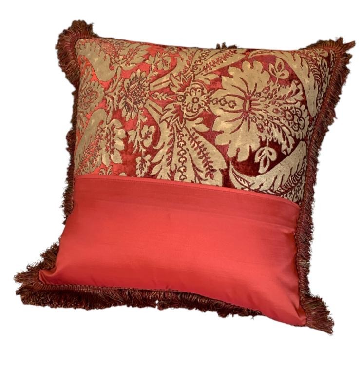 Cuscino quadrato Damascato con Frange