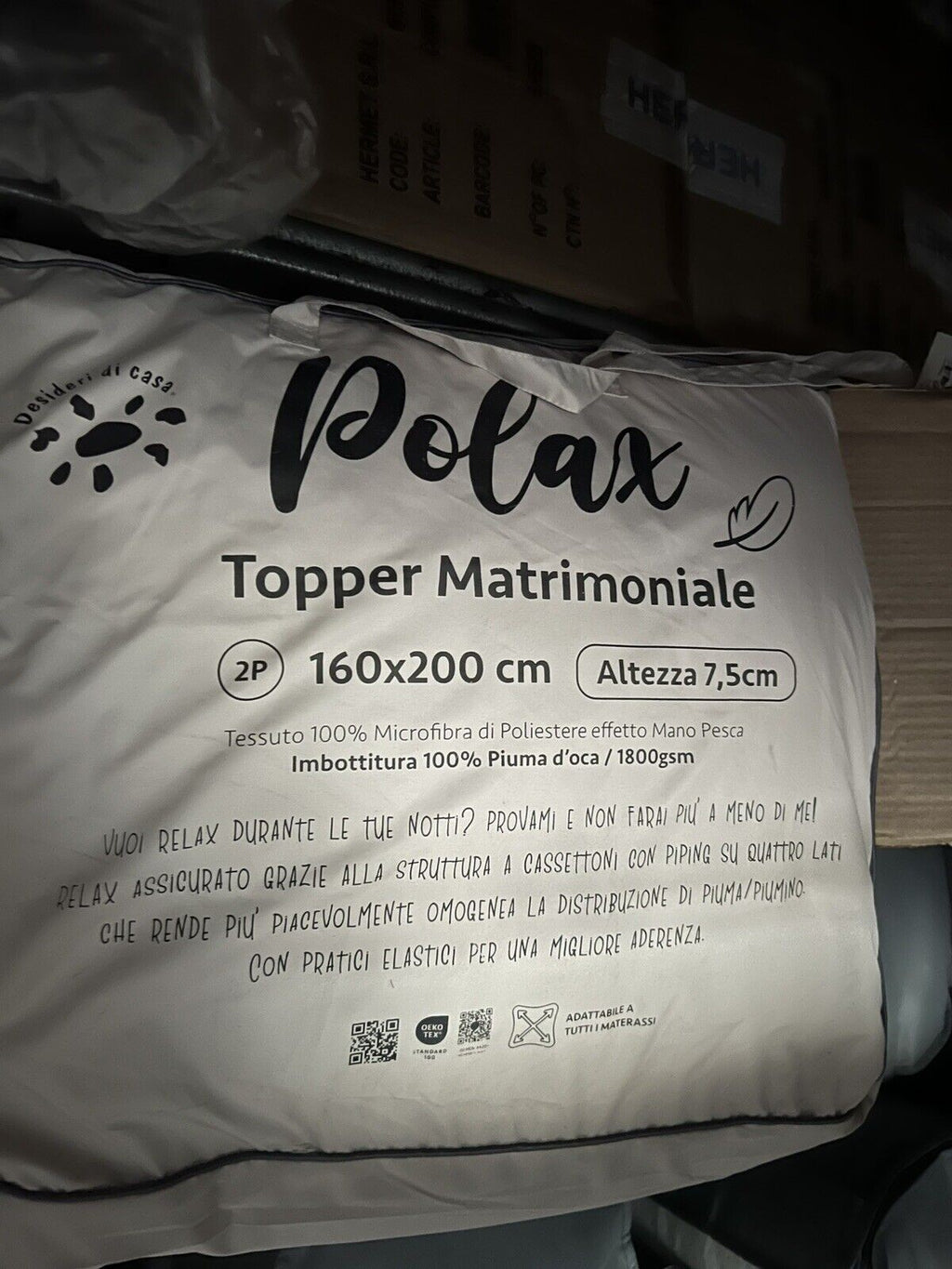 Topper coprimaterasso matrimoniale in piuma d'oca Polax  Altezza Cm 7,5 bianco Zambetti