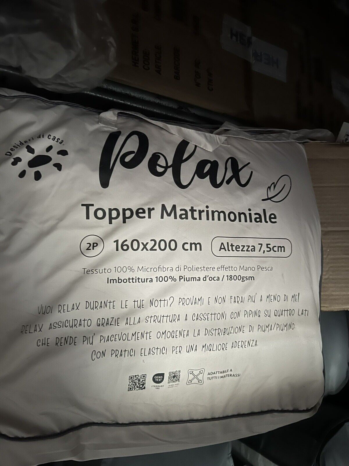 Topper coprimaterasso matrimoniale in piuma d'oca Polax  Altezza Cm 7,5 bianco Zambetti