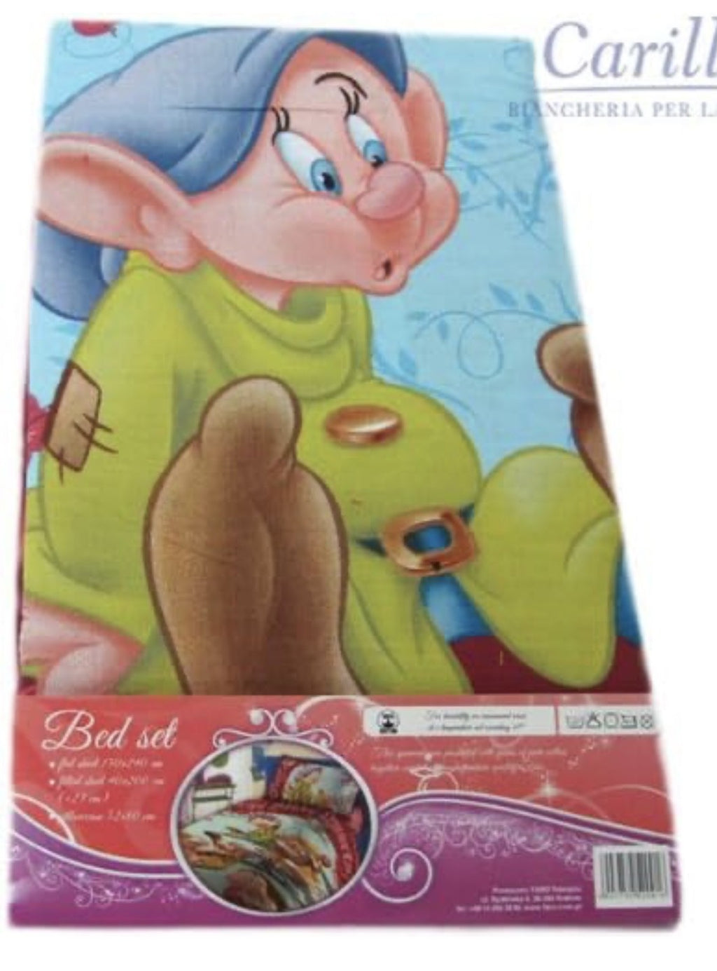 Completo Lenzuola Cotone 100% Disney 7 Nani per letto singolo - Novia