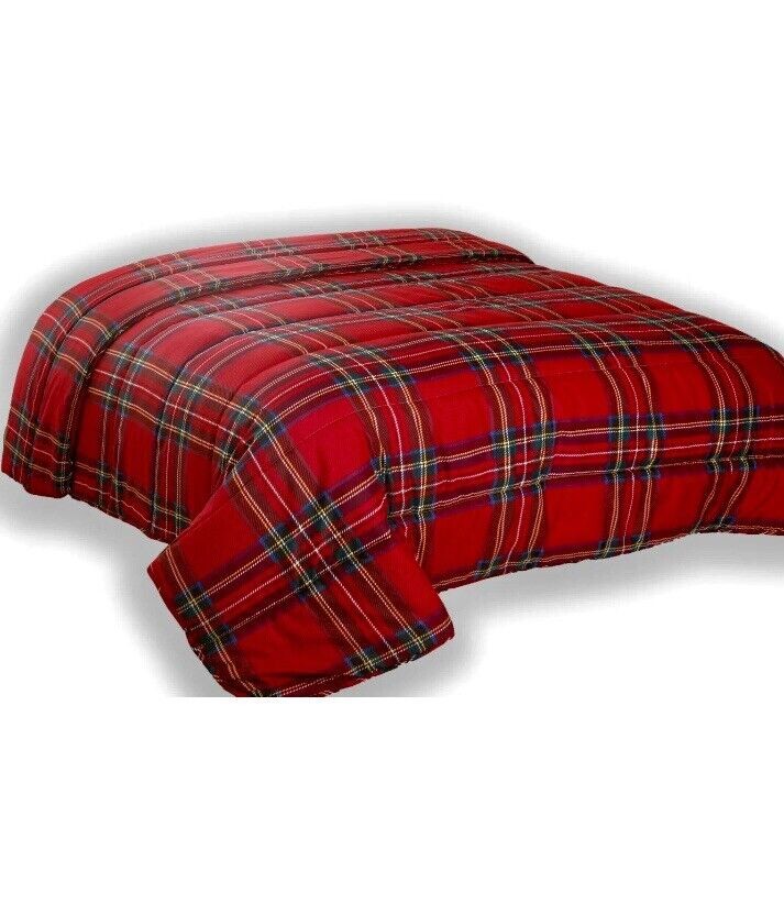 Trapunta Piumone GF Ferrari Singola  Tartan Scozzese Rosso Quadri Duole Face