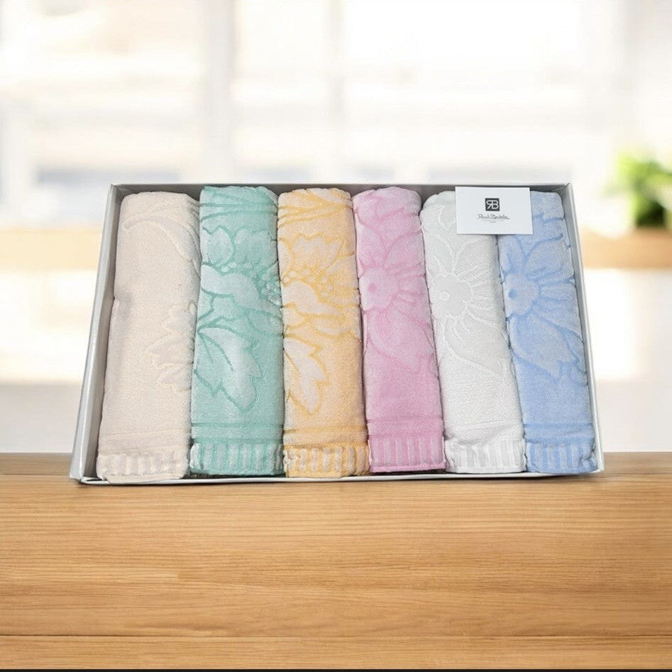 Set Asciugamani 6+6 in Spugna Idrofila Colorata – Viso e Ospite – Max 140x70 cm