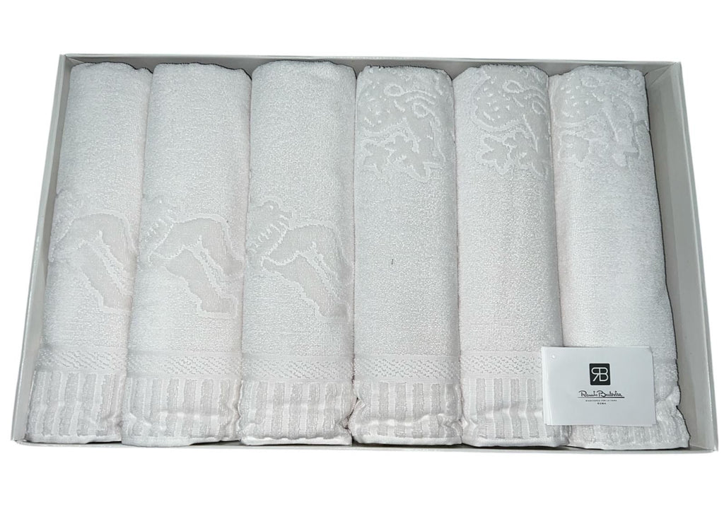 Set Asciugamani 6+6 in Spugna Idrofila bianca – Viso e Ospite – Max 140x70 cm