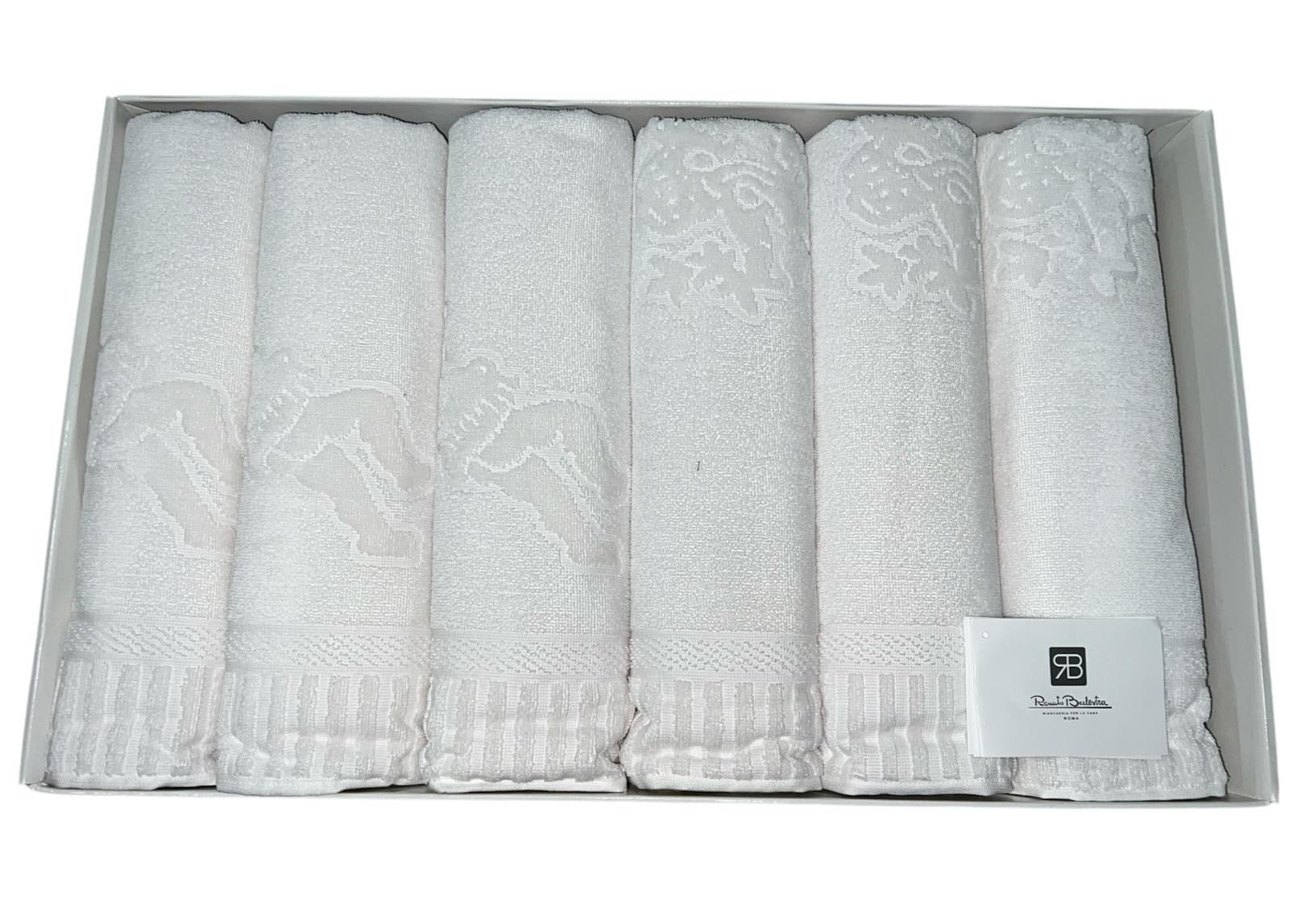 Set Asciugamani 6+6 in Spugna Idrofila bianca – Viso e Ospite – Max 140x70 cm