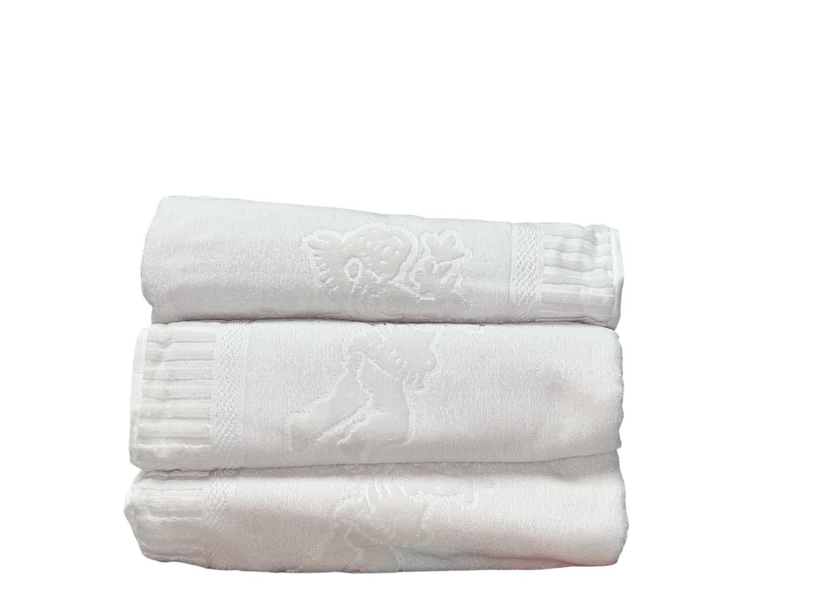 Set Asciugamani 6+6 in Spugna Idrofila bianca – Viso e Ospite – Max 140x70 cm