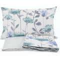 Somma Completo Caldo Cotone Letto Matrimoniale, Motivo Floreale Turchese e Grigio, 260x320 cm