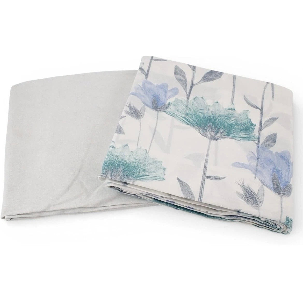 Somma Completo Caldo Cotone Letto Matrimoniale, Motivo Floreale Turchese e Grigio, 260x320 cm