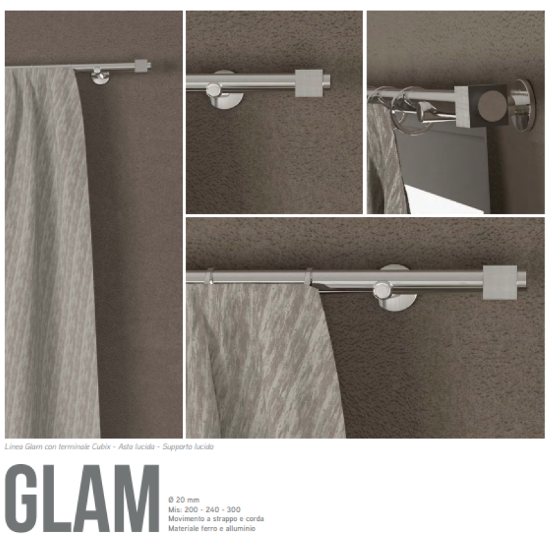 Bastone per tende Glam Acciaio