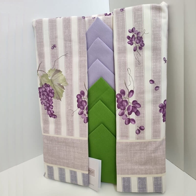 Tovaglia stampata x12 140x240 cotone 100% Armonia Wine - Vingi