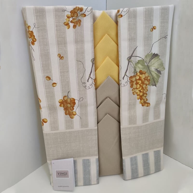 Tovaglia stampata x12 140x240 cotone 100% Armonia Wine - Vingi