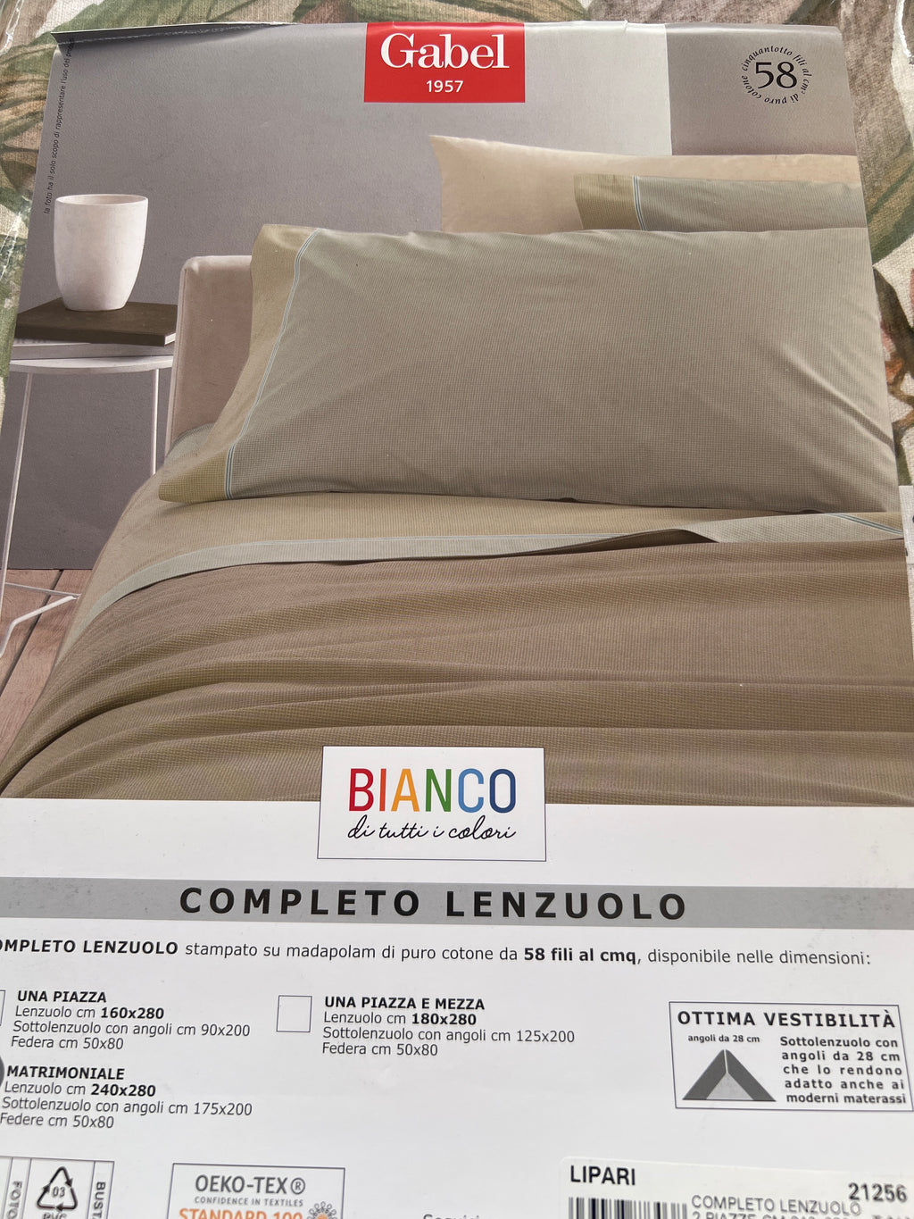 Completo lenzuola Gabel Matrimoniale Puro Cotone Madapolam