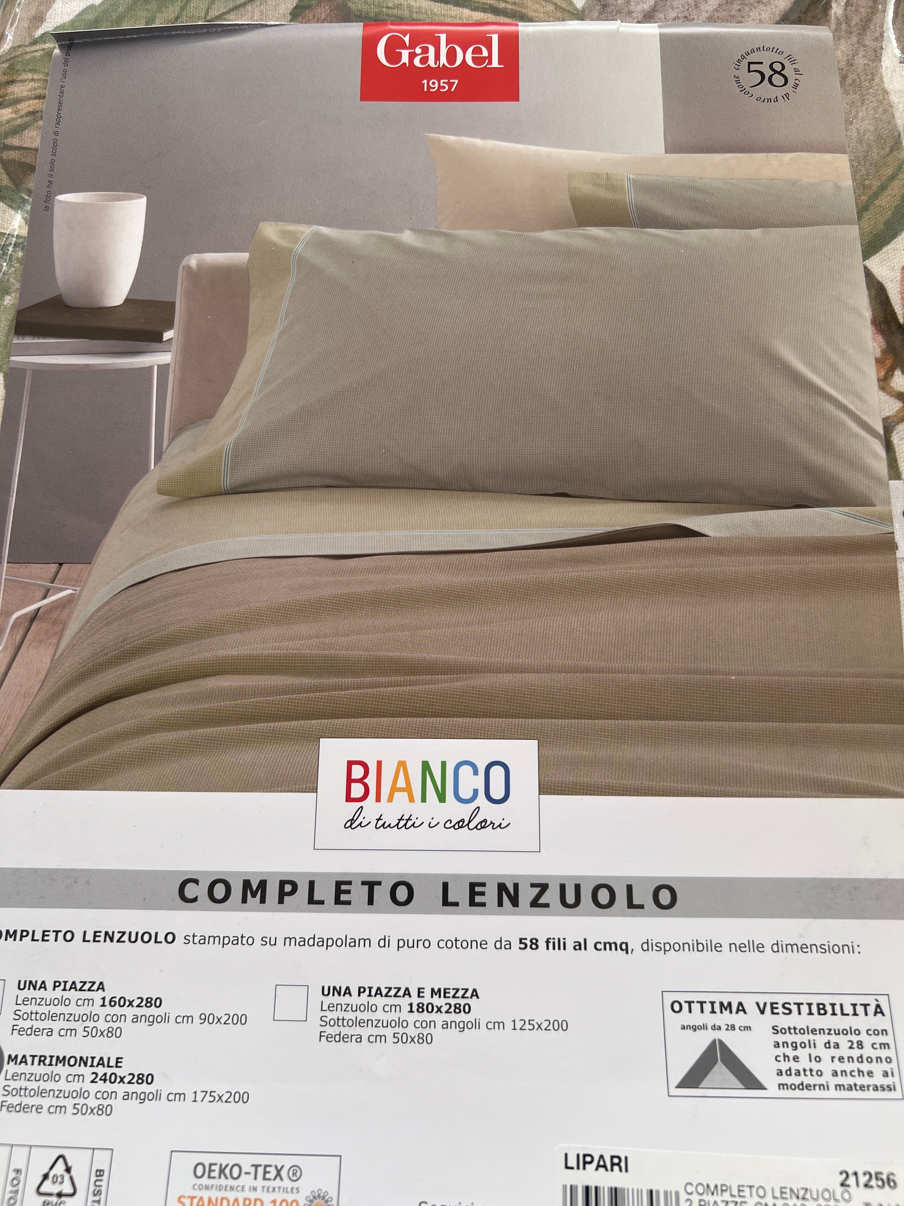 Completo lenzuola Gabel Matrimoniale Puro Cotone Madapolam