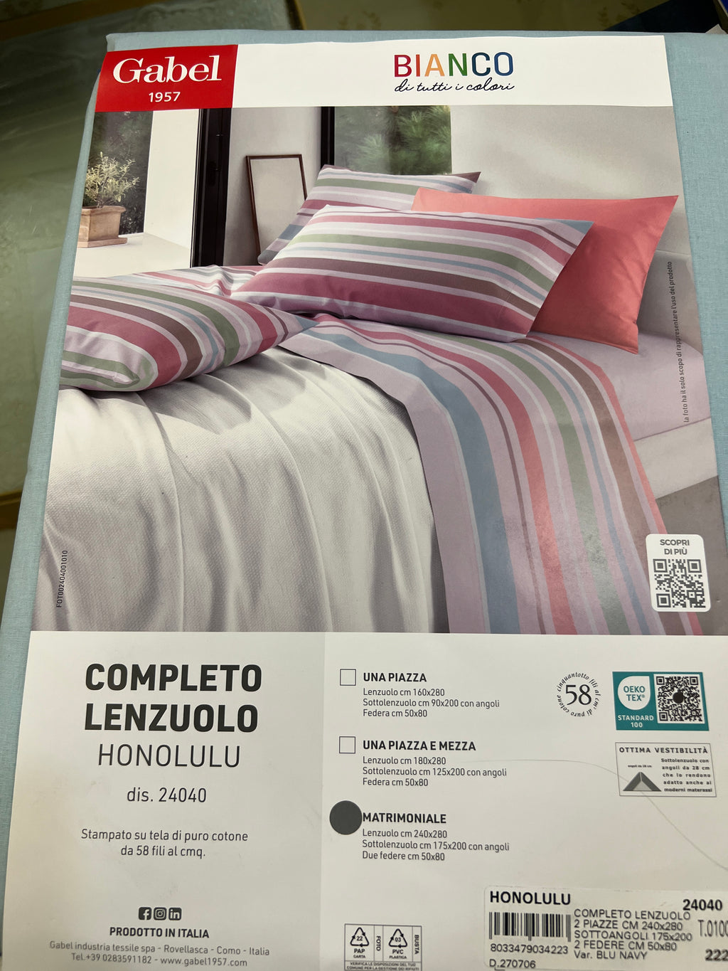 Completo Lenzuola Gabel Matrimoniale in Cotone 100%