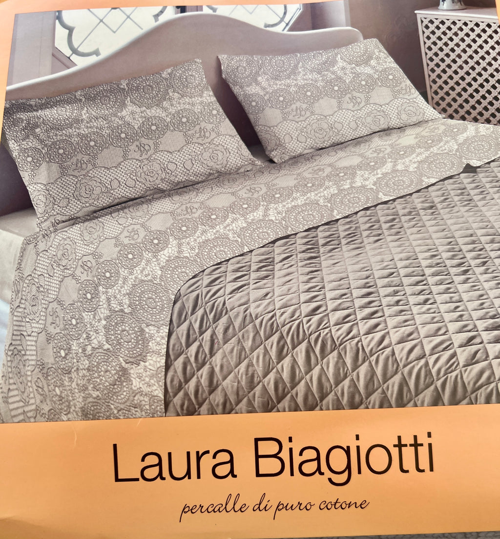 Lenzuola Laura Biagiotti completo in Percalle di Cotone misura max Matrimoniale